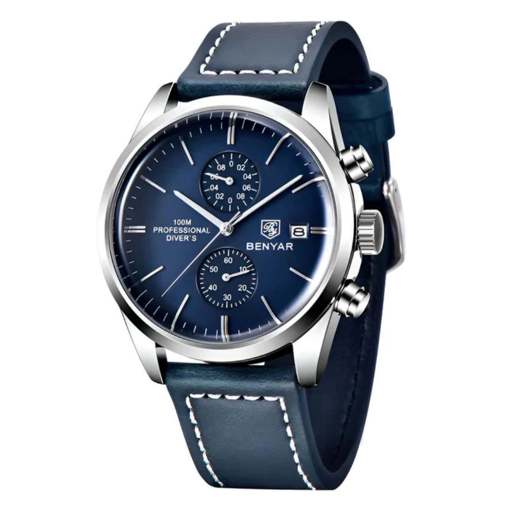 Relógio Masculino Benyar Enimga Blue Silver